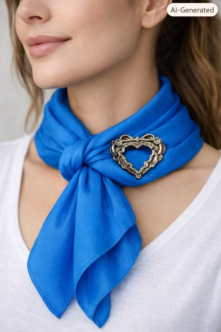 A. BROD Vintage Blue Fashion Accessory Scarf 100 Percent Polyester